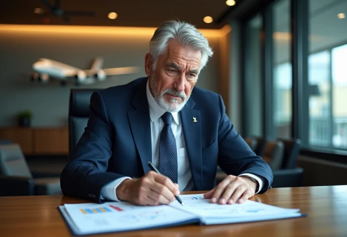 Homme d'affaires en costume dans un bureau moderne